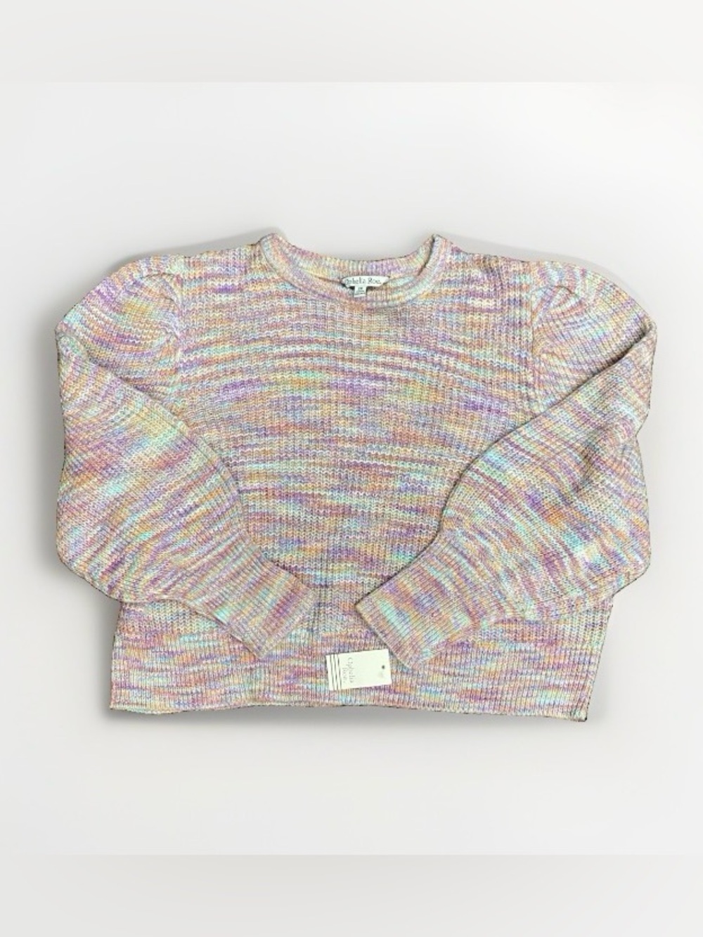 Ophelia Roe Pastel Rainbow Knit Balloon Sleeve Crewneck Sweater NWT 2X
